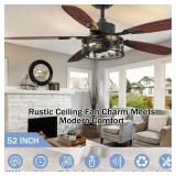 Cyclira 52 inch Farmhouse Rustic Ceiling Fan with Light-Deer Bear Style, Timer Quiet 6 Speed Reversible Motor Wooden Blades Ceiling Fans Lights Remote Control for Living Room, Bedroom, Kitchen