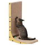 L Shape Cat Scratcher, 23.6 Inch Large Vertical Scratching Board Wall Mounted, Durable Cardboard Scratch Pad with Ball Toy - Protects Furniture for Indoor Cats (23.6in)