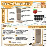 L Shape Cat Scratcher, 23.6 Inch Large Vertical Scratching Board Wall Mounted, Durable Cardboard Scratch Pad with Ball Toy - Protects Furniture for Indoor Cats (23.6in)