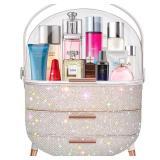 Ptesly Teen Girls Gift Makeup Organizer,Skincare Organizer Jewelry Storage,Cosmetics Storage and Display Case,Make Up Holders and Organizers for Countertop,Bathroom Organizer (Pearl White)