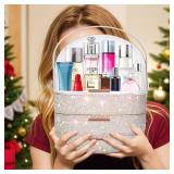 Ptesly Teen Girls Gift Makeup Organizer,Skincare Organizer Jewelry Storage,Cosmetics Storage and Display Case,Make Up Holders and Organizers for Countertop,Bathroom Organizer (Pearl White)