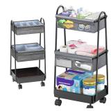 Modanais 3 Tier Rolling Cart - Baby Diaper Caddy Organizer, 3 Tier Utility Cart Newborn Baby Nursery Essentials, Large Capacity, Easy to Assemble, Storage for Bedroom, Changing Table & Crib