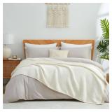 AmÃ©lie Home Waffle Throw Blanket for Couch Twin, Soft Cozy Chenille Knit Blanket Warm Decorative Throw for Sofa, Bed, Living Room, 60x80, Ivory