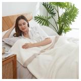 AmÃ©lie Home Waffle Throw Blanket for Couch Twin, Soft Cozy Chenille Knit Blanket Warm Decorative Throw for Sofa, Bed, Living Room, 60x80, Ivory