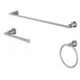 Glacier Bay Oswell 3-Piece Bath Hardware Set with Toilet Paper Holder, Hand Towel Holder, 24 in. Towel Bar in Brushed Nickel