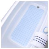 SlipX Solutions Translucent Light Blue Vinyl Non-Slip Bath Mat  39  x 16