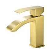 Single Handle Single Hole Bathroom Faucet in Brushed Gold