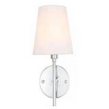 1-Light Metal & Fabric Wall Sconce Chrome/White - 6" x 12"