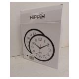 HIPPIH Silent Wall Clock 2-Pack