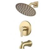 Single Handle 2-Spray Tub and Shower Faucet 2.2 GPM in. Brushed Gold (Valve Included)
