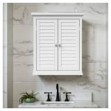 Slone 2 Door Shuttered Wall Cabinet - White - Elegant Home Fashion