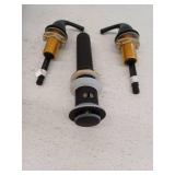 Bathroom Sink Handles, Drain Plug, And hot Cold Lines