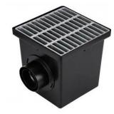 NDS 12 in. Square Catch Basin Drain Kit with 2-Opening Catch Basin Steel Grate 2-Outlet Adapters 1-Outlet Plug