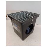 NDS 12 in. Square Catch Basin Drain Kit with 2-Opening Catch Basin Steel Grate 2-Outlet Adapters 1-Outlet Plug