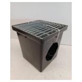 NDS 12 in. Square Catch Basin Drain Kit with 2-Opening Catch Basin Steel Grate 2-Outlet Adapters 1-Outlet Plug