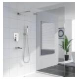 Single Handle 3-Spray High Pressure Tub and Shower Faucet with 12 in. Shower Head in Brushed Nickel Valve Included - Retail: $164