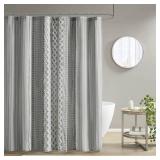 72"x72" Imani Chenille Striped Cotton Printed Shower Curtain Gray - Ink+Ivy