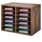 VEVOR Literature Organizers, 12 Compartments Office Organization with Adjustable Shelves 20.4 in. x 12 in. x 16.1 in. Brown