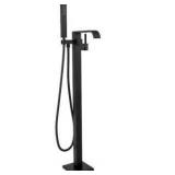 AKDY 1-Handle Freestanding Floor Mount Tub Faucet Bathtub Filler with Hand Shower in Matte Black - Retail: $299