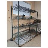 Commercial Kitchen Dish Drying Rack on Wheels - Contents Included