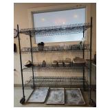 Commercial Kitchen Dish Drying Rack on Wheels - Contents Included