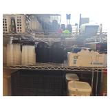 Storage Shelf Unit W/ Restaurant Supplies Including Disposable Containers, Latex Gloves, and More!