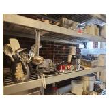 Contents of Shelf W/ Commercial Metal Ladles, Whisks, Storage Containers, Cutting Boards, and More!