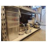 Contents of Shelf W/ Stainless Steel Cookware, Mixing Bowls, Strainers and More!