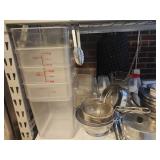 Contents of Shelf W/ Stainless Steel Cookware, Mixing Bowls, Strainers and More!