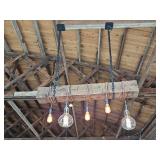 Industrial Wood Beam Light Fixture with Edison Bulbs