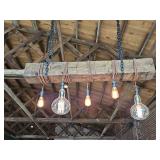 Industrial Wood Beam Light Fixture with Edison Bulbs