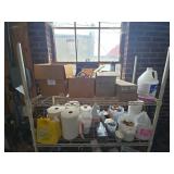 White 4-Tier Metro Shelf W/ Cleaning Supplies & Various Tools