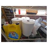 White 4-Tier Metro Shelf W/ Cleaning Supplies & Various Tools