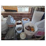 White 4-Tier Metro Shelf W/ Cleaning Supplies & Various Tools