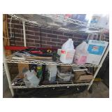 White 4-Tier Metro Shelf W/ Cleaning Supplies & Various Tools