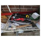 White 4-Tier Metro Shelf W/ Cleaning Supplies & Various Tools