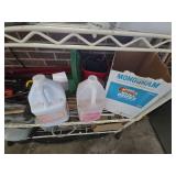 White 4-Tier Metro Shelf W/ Cleaning Supplies & Various Tools