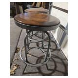 25" Metal Bar Stools With Wooden Top - Set of 3