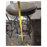 25" Metal Bar Stools With Wooden Top - Set of 3