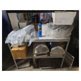 Metal Shelf W/ Stainless Steel Food Warmers, Bundles Of White Lids, and More!