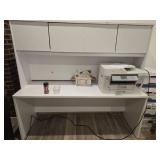 6ft Modern White Office Desk with Hutch