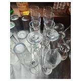 Set of 10 Classic Champagne Flutes and 7 Shot Glasses