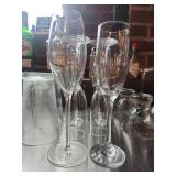 Set of 10 Classic Champagne Flutes and 7 Shot Glasses