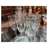 Set of 10 Classic Champagne Flutes and 7 Shot Glasses