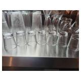 Set of 10 Classic Champagne Flutes and 7 Shot Glasses
