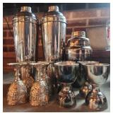 Professional Bartender Set with Cocktail Shakers and Goblets