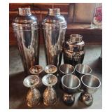Professional Bartender Set with Cocktail Shakers and Goblets