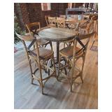 French Bistro Style Bar Set - Round Table with (4) Cross-Back Chairs