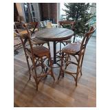 French Bistro Style Bar Set - Round Table with (4) Cross-Back Chairs