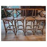 French Bistro Style Bar Set - Round Table with (4) Cross-Back Chairs
